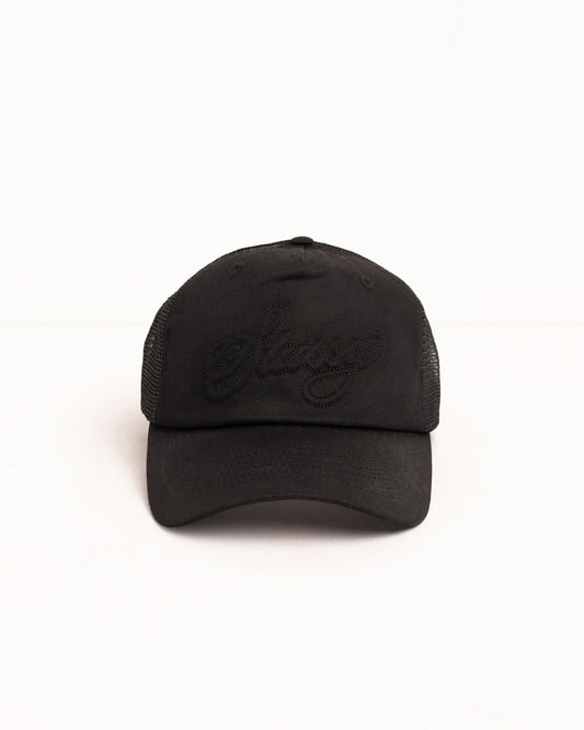 WAXED CURSIVE STITCH SNAPBACK TRUCKER ЅТÜЅЅΥ