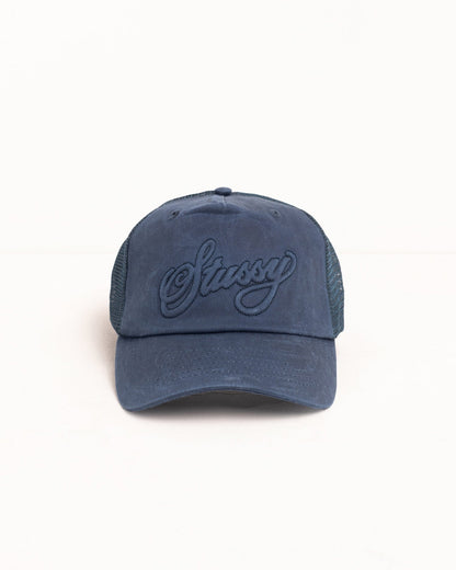 WAXED CURSIVE STITCH SNAPBACK TRUCKER ЅТÜЅЅΥ
